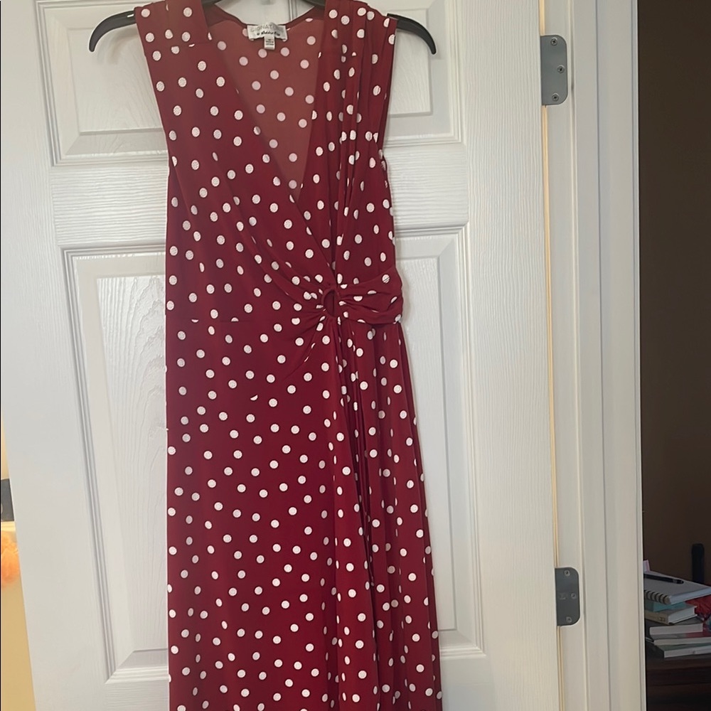 Signature by Robbie Bee Red Sleeveless V-Neck Midi Sundress